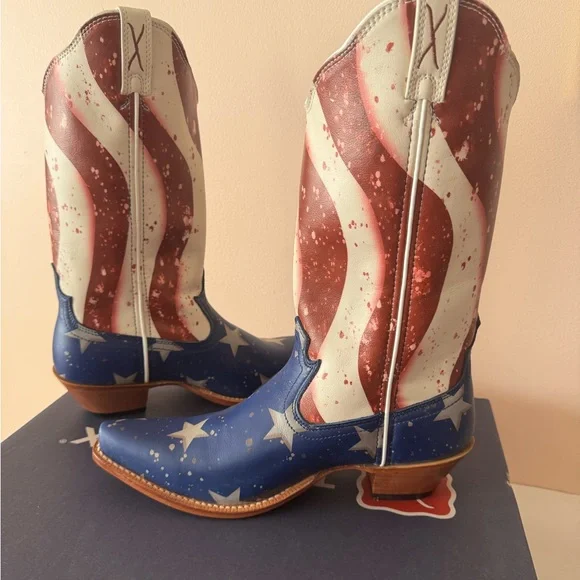 TWISTED X Leather American Flag Stepping Out Western Boot. Size: 9 - Picture 2 of 10